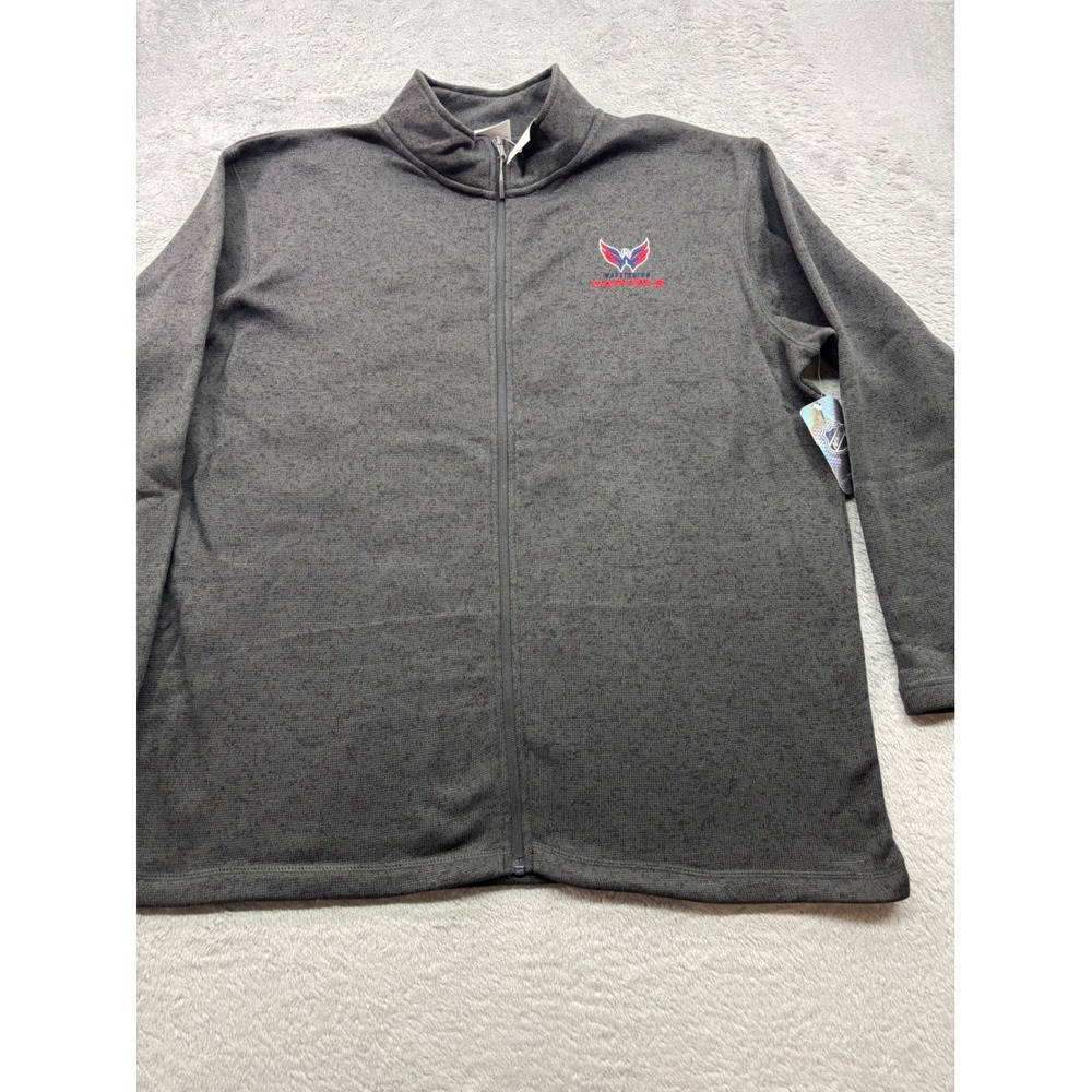 NHL Washington Capitals Mens 2XL Full Zip Sweater Knit Jacket Charcoal Heather